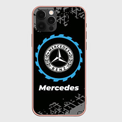 Чехол iPhone 12 Pro Max Mercedes в стиле Top Gear со следами шин на фоне