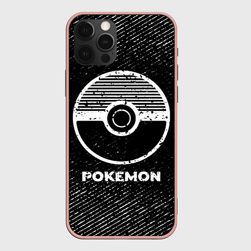 Чехол iPhone 12 Pro Max Pokemon с потертостями на темном фоне / 3D-Светло-розовый – фото 1