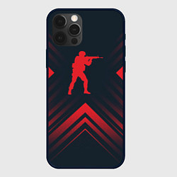 Чехол iPhone 12 Pro Max Красный символ Counter Strike на темном фоне со ст