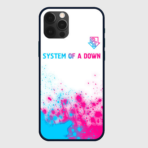 Чехол iPhone 12 Pro Max System of a Down neon gradient style: символ сверх / 3D-Черный – фото 1