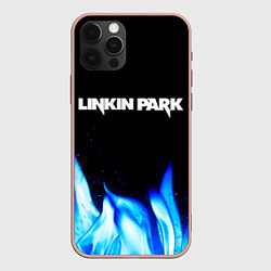 Чехол для iPhone 12 Pro Max Linkin Park blue fire, цвет: 3D-светло-розовый