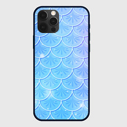 Чехол для iPhone 12 Pro Max Голубая чешуя русалки - паттерн, цвет: 3D-черный