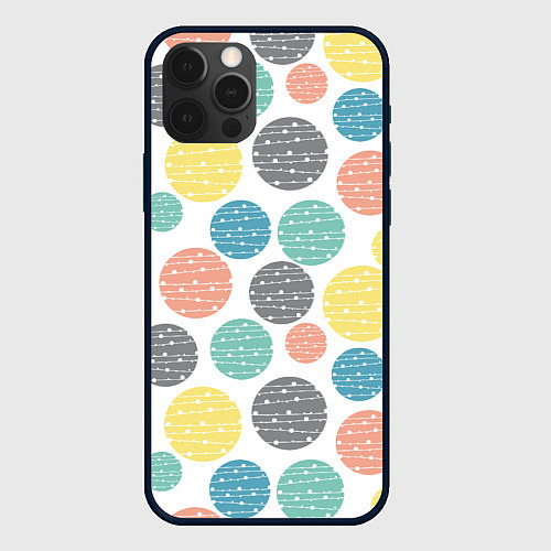 Чехол iPhone 12 Pro Max Круги с полосками в точку / 3D-Черный – фото 1