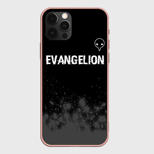 Чехол iPhone 12 Pro Max Evangelion glitch на темном фоне: символ сверху / 3D-Светло-розовый – фото 1