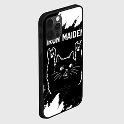 Чехол для iPhone 12 Pro Max Группа Iron Maiden и рок кот, цвет: 3D-черный — фото 2