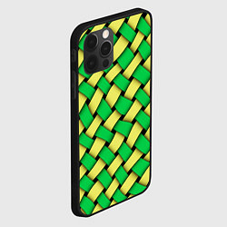 Чехол для iPhone 12 Pro Max Жёлто-зелёная плетёнка - оптическая иллюзия, цвет: 3D-черный — фото 2