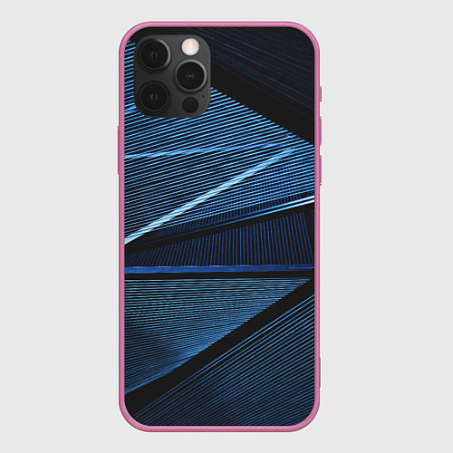 Чехол iPhone 12 Pro Max Тёмные геометрические линии и фигуры / 3D-Малиновый – фото 1