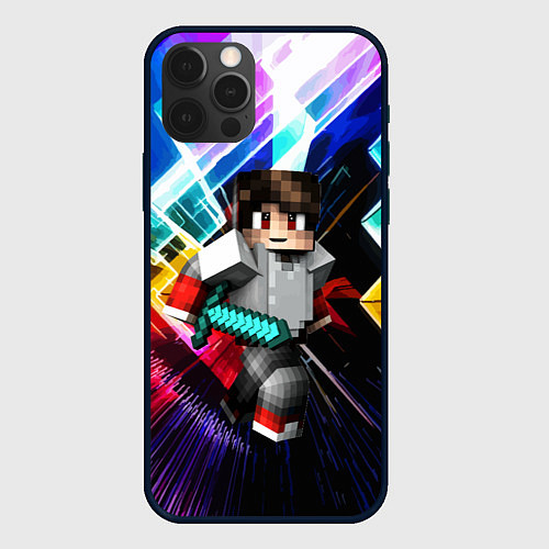 Чехол iPhone 12 Pro Max Minecraft - warrior - sword / 3D-Черный – фото 1