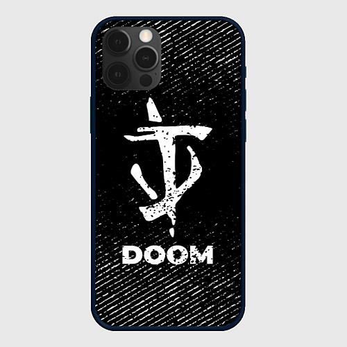 Чехол iPhone 12 Pro Max Doom с потертостями на темном фоне / 3D-Черный – фото 1