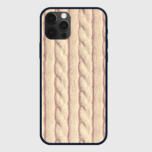 Чехол iPhone 12 Pro Max Светлый вязаный свитер / 3D-Черный – фото 1