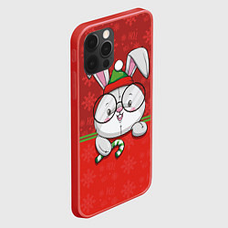 Чехол для iPhone 12 Pro Max Новогодний зайка в очках, цвет: 3D-красный — фото 2