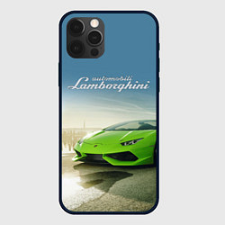 Чехол для iPhone 12 Pro Max Ламборджини на берегу океана, цвет: 3D-черный