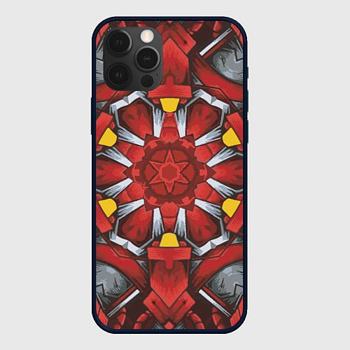 Чехол iPhone 12 Pro Max Калейдоскоп из красных узоров / 3D-Черный – фото 1