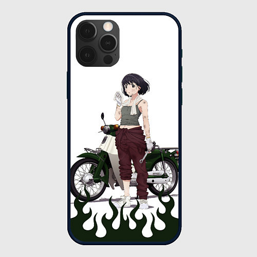 Чехол iPhone 12 Pro Max Когума и её Honda Super Cub - Супер Каб / 3D-Черный – фото 1