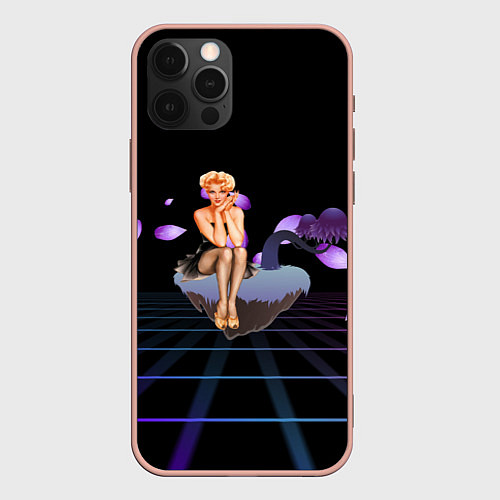 Чехол iPhone 12 Pro Max Ретро девушка на острове / 3D-Светло-розовый – фото 1