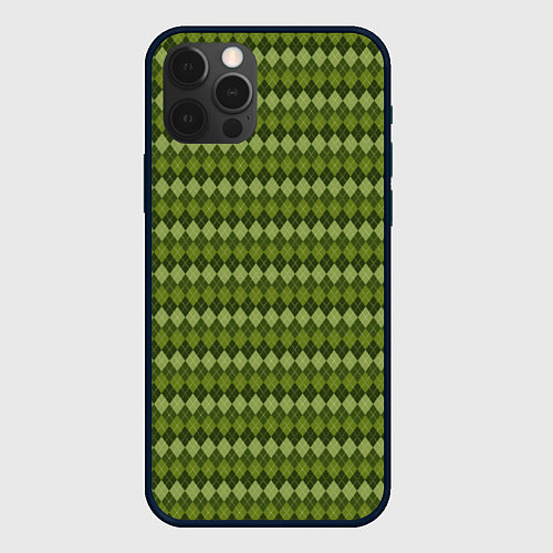 Чехол iPhone 12 Pro Max Милитари ромб с полоской / 3D-Черный – фото 1