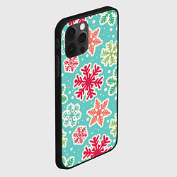 Чехол для iPhone 12 Pro Max Весёлые снежинки, цвет: 3D-черный — фото 2