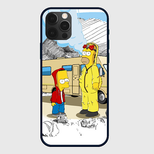 Чехол iPhone 12 Pro Max Барт Симпсон и его папаша / 3D-Черный – фото 1