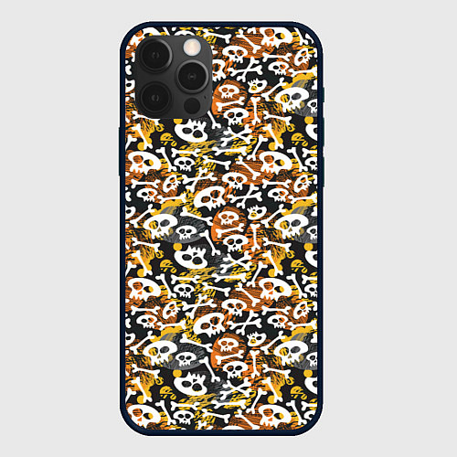 Чехол iPhone 12 Pro Max Череп и абстрактные фигуры / 3D-Черный – фото 1