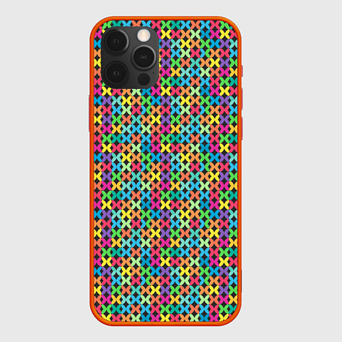 Чехол iPhone 12 Pro Max Яркие вязаные крестики / 3D-Красный – фото 1