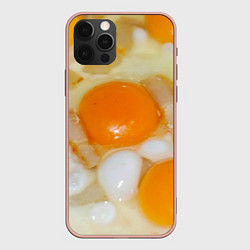 Чехол для iPhone 12 Pro Max Яичница с салом, цвет: 3D-светло-розовый