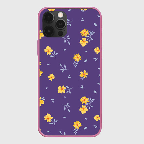 Чехол iPhone 12 Pro Max Милые цветочки / 3D-Малиновый – фото 1