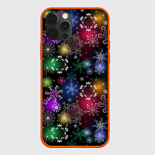 Чехол iPhone 12 Pro Max Разноцветные узоры / 3D-Красный – фото 1