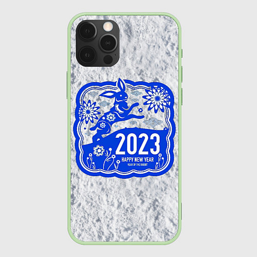 Чехол iPhone 12 Pro Max Happy New Year - 2023 / 3D-Салатовый – фото 1