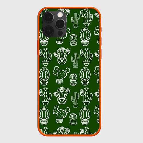 Чехол iPhone 12 Pro Max Кактусовый паттерн / 3D-Красный – фото 1