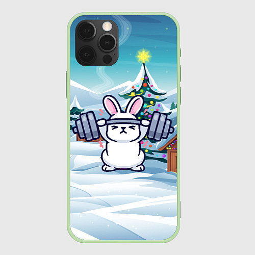 Чехол iPhone 12 Pro Max Зайчик со штангой / 3D-Салатовый – фото 1