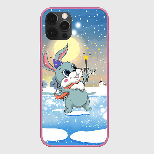 Чехол iPhone 12 Pro Max Зайка с волшебной палочкой / 3D-Малиновый – фото 1