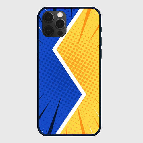 Чехол iPhone 12 Pro Max Желто-синяя молния / 3D-Черный – фото 1