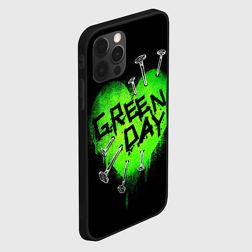 Чехол iPhone 12 Pro Max Green day heart nails / 3D-Черный – фото 2