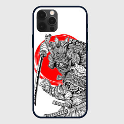 Чехол iPhone 12 Pro Max Самурай с мечом на белом фоне