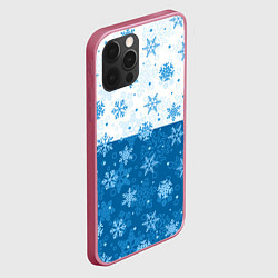 Чехол для iPhone 12 Pro Max Снежинки день - ночь, цвет: 3D-малиновый — фото 2