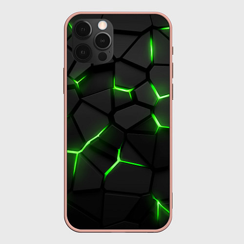 Чехол iPhone 12 Pro Max Green neon steel / 3D-Светло-розовый – фото 1