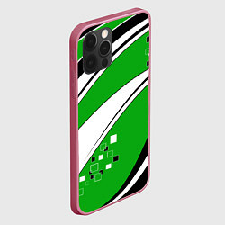 Чехол для iPhone 12 Pro Max Абстрактный узор черно зеленый с белым, цвет: 3D-малиновый — фото 2