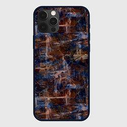 Чехол для iPhone 12 Pro Max Коричневый с синим абстрактный гранжевый, цвет: 3D-черный