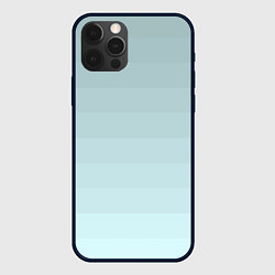 Чехол для iPhone 12 Pro Max Голубые горизонтальные полосы, градиент, цвет: 3D-черный