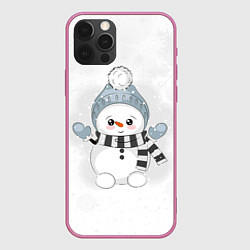 Чехол iPhone 12 Pro Max Милый снеговик и снежинки