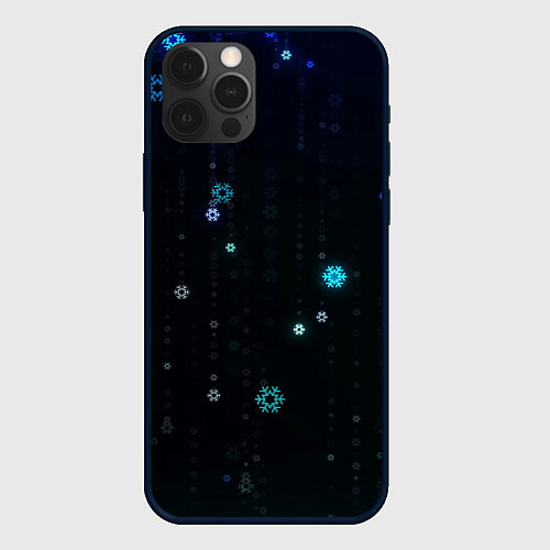 Чехол iPhone 12 Pro Max Снежиночки / 3D-Черный – фото 1