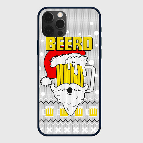 Чехол iPhone 12 Pro Max Свитер с пивом beerd / 3D-Черный – фото 1