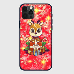 Чехол для iPhone 12 Pro Max Оленёнок с подарками, цвет: 3D-черный