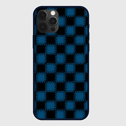 Чехол для iPhone 12 Pro Max Черно синий узор в клетку, цвет: 3D-черный