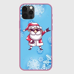 Чехол iPhone 12 Pro Max Крутой Дед Мороз - снежинки