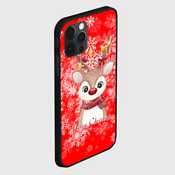 Чехол для iPhone 12 Pro Max Милый олень и белые снежинки, цвет: 3D-черный — фото 2