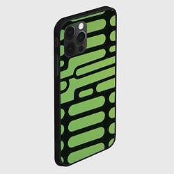 Чехол для iPhone 12 Pro Max Зелёный прямоугольный паттерн на чёрном фоне, цвет: 3D-черный — фото 2