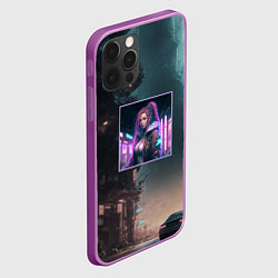 Чехол для iPhone 12 Pro Max Sci-fi girl and cyberpunk vibes, цвет: 3D-сиреневый — фото 2