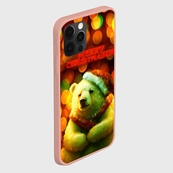 Чехол для iPhone 12 Pro Max Merry Christmas белый медвежонок, цвет: 3D-светло-розовый — фото 2