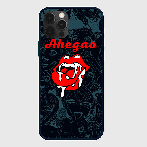 Чехол iPhone 12 Pro Max Ахегао рот -ahegao lips / 3D-Черный – фото 1